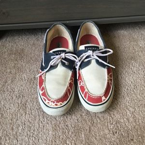 size 8 red, white and blue sperrys