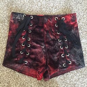 Lace up grommet shorts