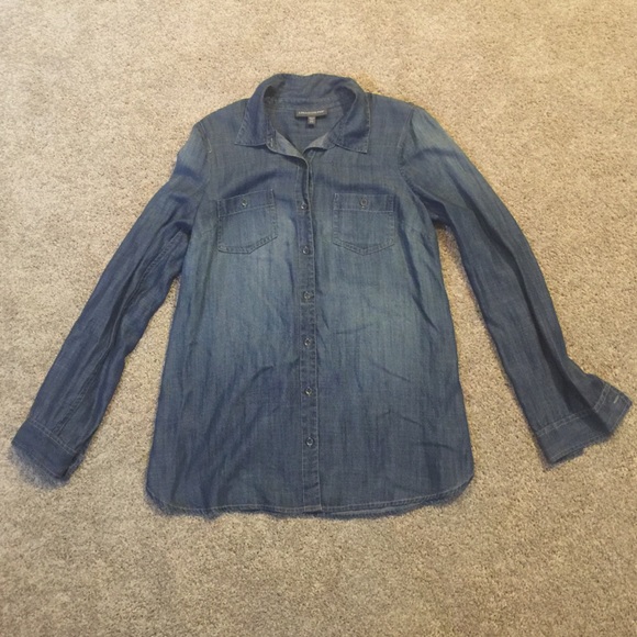 Button down jean maternity shirt