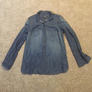 Button down jean maternity shirt