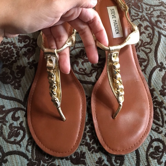Steve Madden Gold Wedge Sandals 7