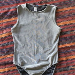 Vintage metallic grey leotard/swimsuit