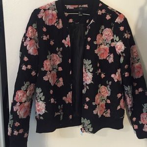 Flower print bomber jacket