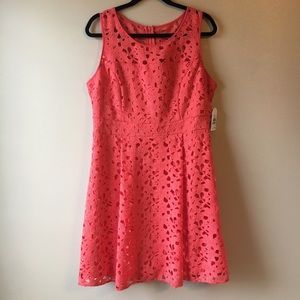 NWT Jessica Simpson Coral Lace Fit and Flare dress