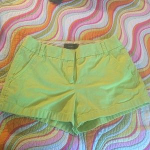 Lime Green JCrew Chino Shorts.
