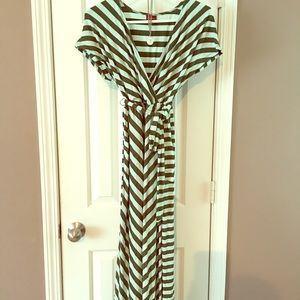 Mint and Army green striped dress