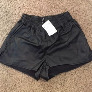 Black leather shorts