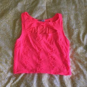 Highlighter pink crop top