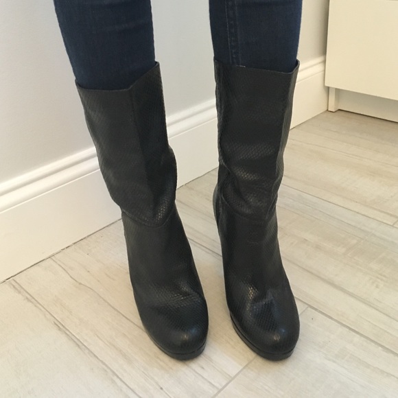 Snake skin effect Cole Haan mid booties