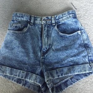 Acid wash high waist shorts