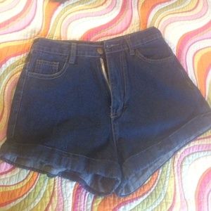 Dark Blue Denim High Waisted Shorts