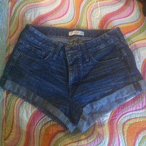 Abercrombie low rise blue denim rolled cuff shorts