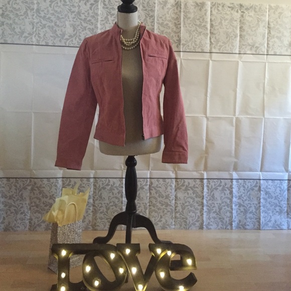 Pink leather jacket sz 8