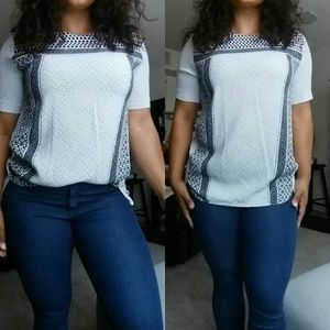 H&M Blue/White/Gray Patterned Tunic