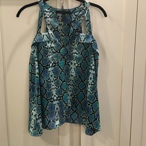 Snake style print open piece flowing tank
