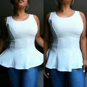 White Peplum Top