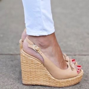 Kate  Spade Della Wedge Sandals in nude leather