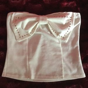 White bow crop top
