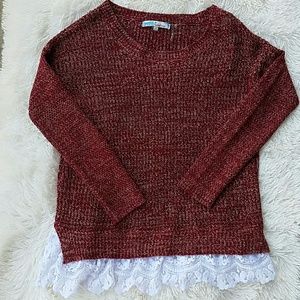Maroon knit long sleeve top