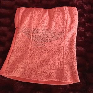 Peach strapless lace with bow design on back