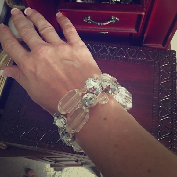 Crystal and clear plastic bracelet