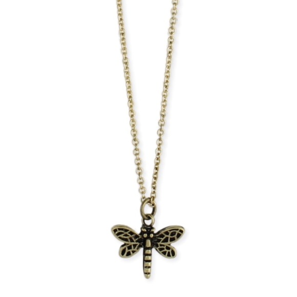 Gold Tone Dragonfly Charm Necklace