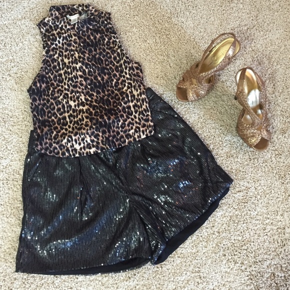 Black sequin shorts