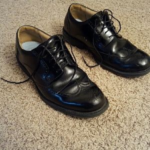 Black leather dress shoes