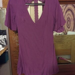 purple open-back dress