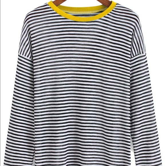 ROMWE contrast collared striped tee