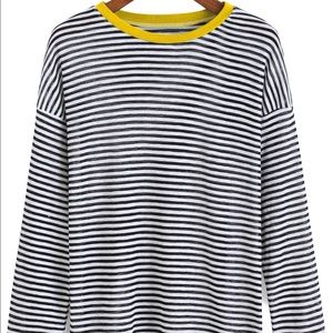 ROMWE contrast collared striped tee