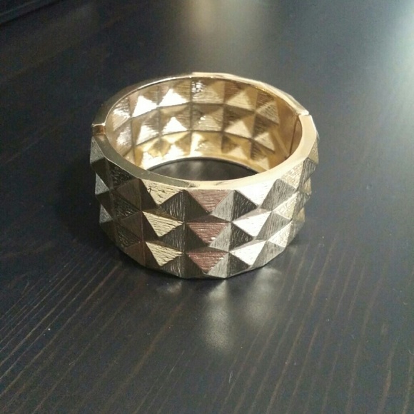 Goldtone Studded Cuff Bracelet - Picture 2 of 3