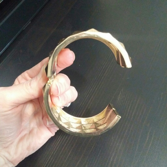 Goldtone Studded Cuff Bracelet - Picture 3 of 3