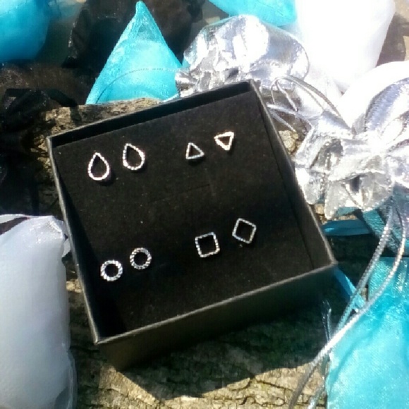 Geometric  Sterling Silver Stud Earrings