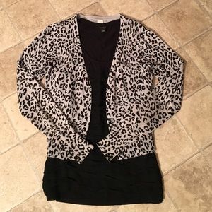 Black and grey leopard print cardigan
