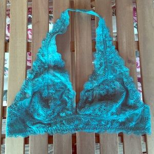 Intimately Free People Teal Lace Halter Bralette