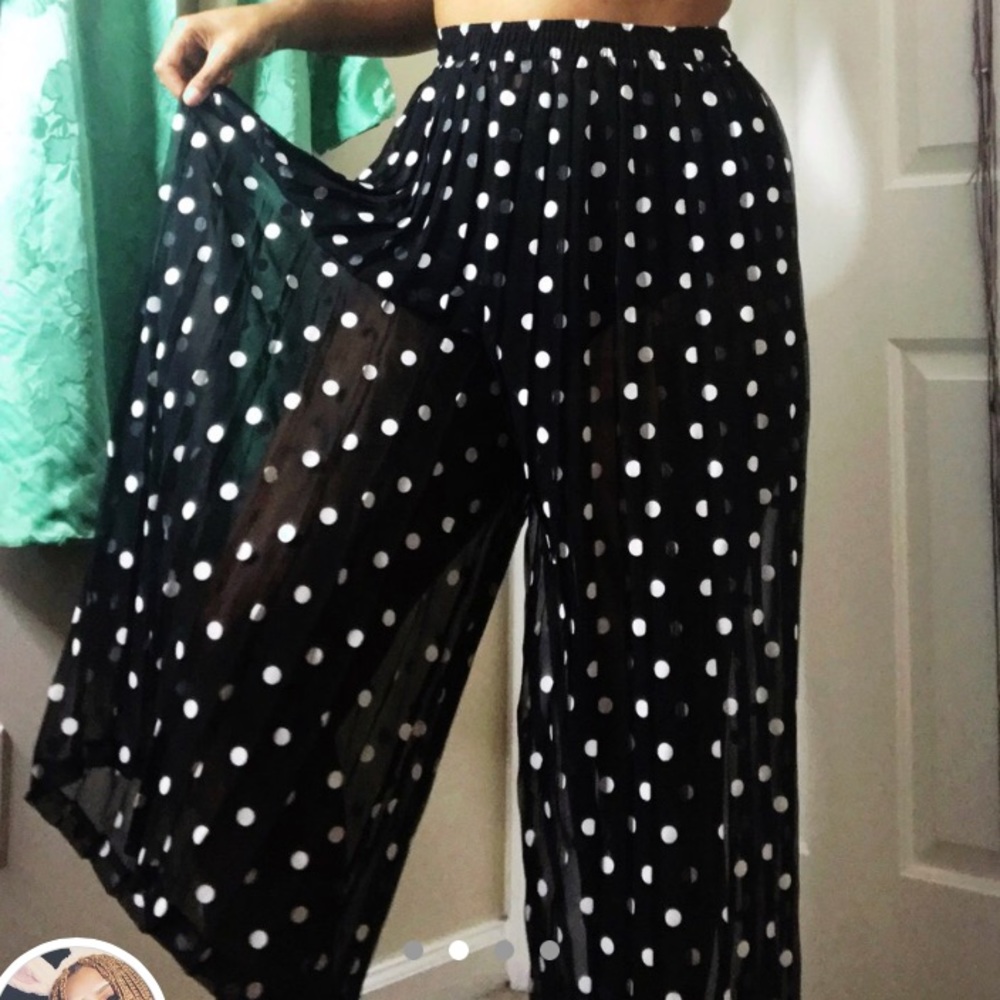 Vintage Sheer polka dot palazzo pant