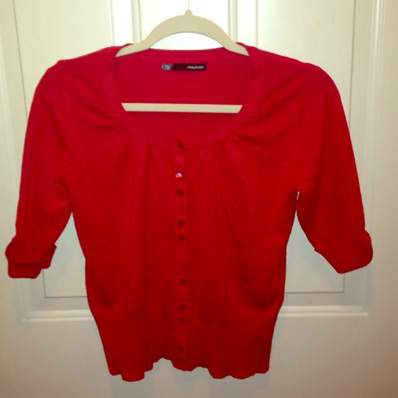 Maurice's half sleeve red cardigan