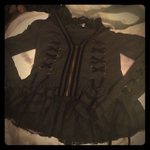Gothic black lace pinstripe jacket