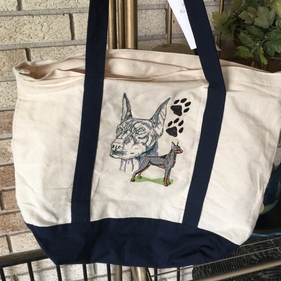Canvas tote with dog logo🌻