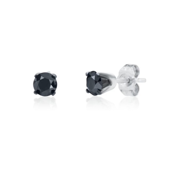 1/2 ct. Black Diamond Earrings in 14K White Gold