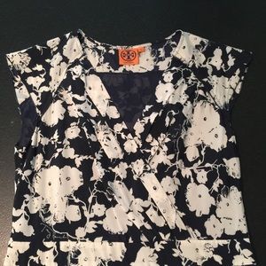 Tory Burch Navy/White Silk Dress
