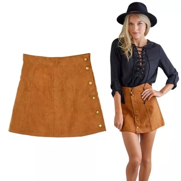 Suede brown skirt