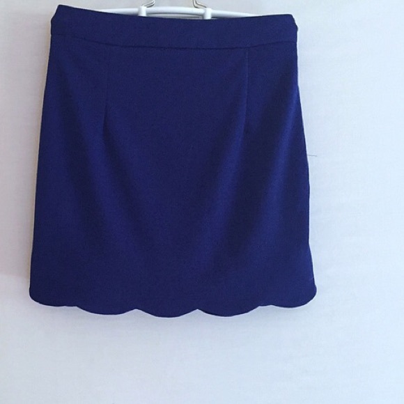 Tobi Blue Scalloped Mini Skirt
