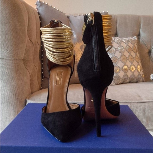 Aquazzura Hello Lover cord-trimmed suede pumps. - Picture 3 of 4