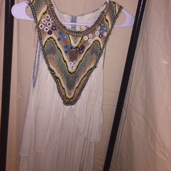 Vintage Free People flowy embroidered tanktop