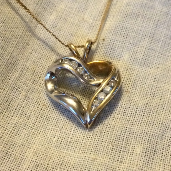 1/8 ct. Crossover Heart Pendant, 10K two-tone gold