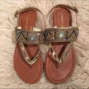 Beautiful Embellished Turquoise Gold Sandals