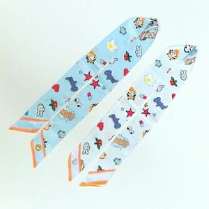 Bag neck head scarf happy mood in blue white silk