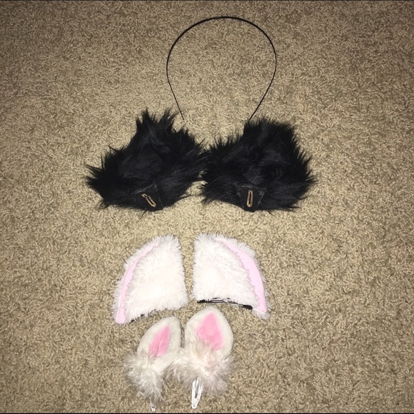 3 pairs- animal ears cat wolf bunny
